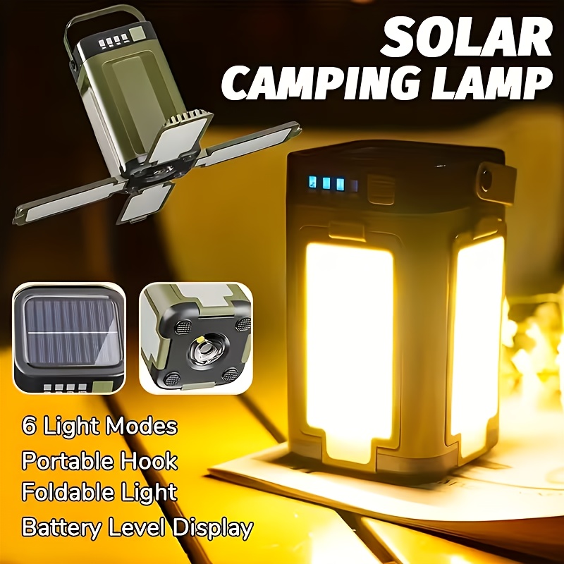 Outdoor Lighting Solar - Zonne-aangedreven draagbare campinglamp, opvouwbaar, 2000mah powerbank,