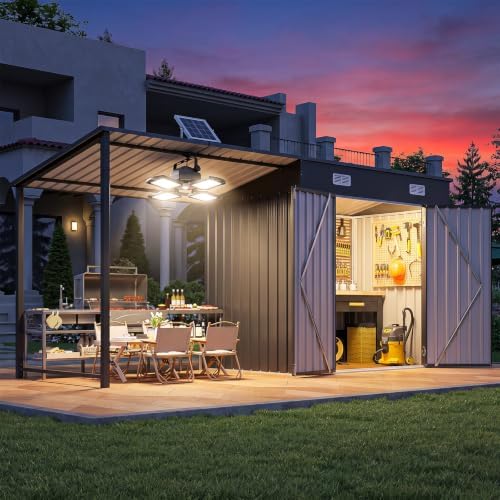 Outdoor Lighting Solar - 6x4FT Buitenberging & Hardtop Gazebo met