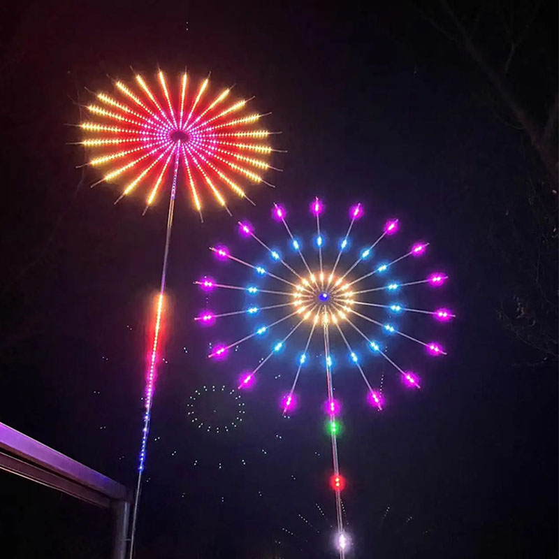 Outdoor Lighting Year Round - 2026 Nieuwjaar Dubbelzijdig Programmeerbaar Vuurwerklicht Windmolen