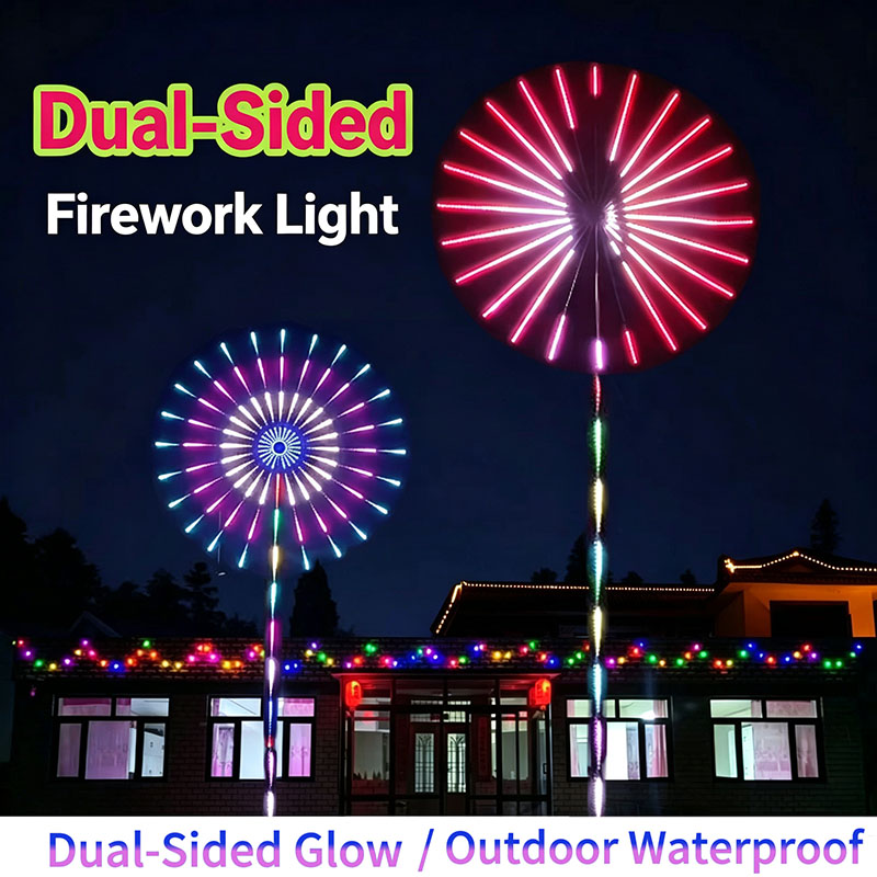 Outdoor Lighting Year Round - 24 buizen nieuwjaars-RGB-vuurwerk, dubbele speakers, geluidsgestuurd,