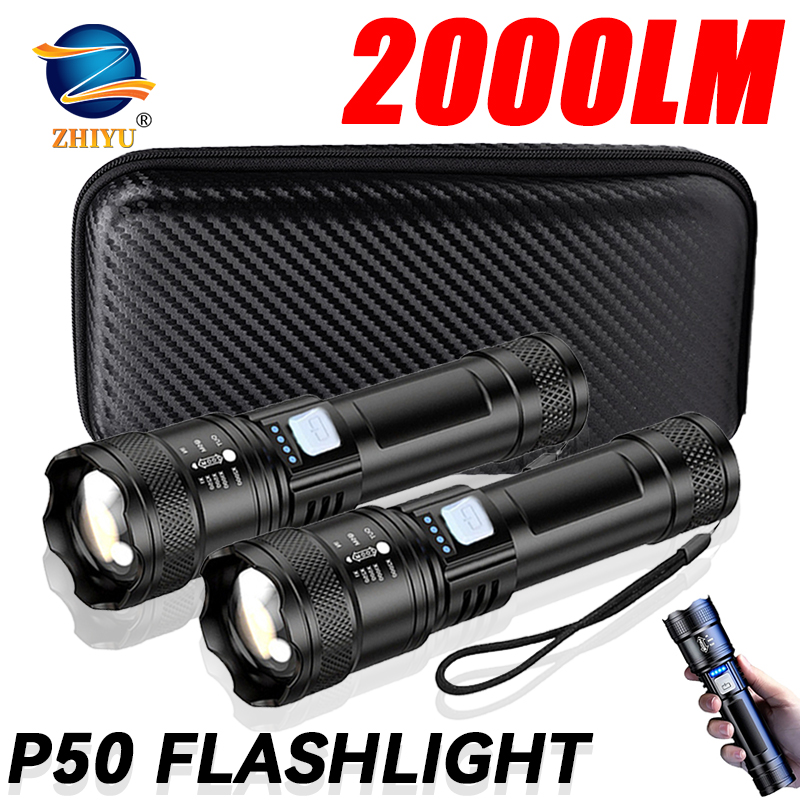 Outdoor Lighting Setup - Tactische LED-zaklamp 2000LM USB oplaadbare waterdichte