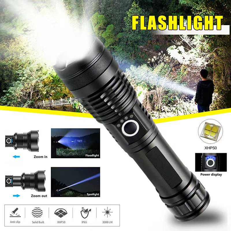 Outdoor Lighting Setup - High Power XHP70 Led-zaklamp USB-C oplaadbare